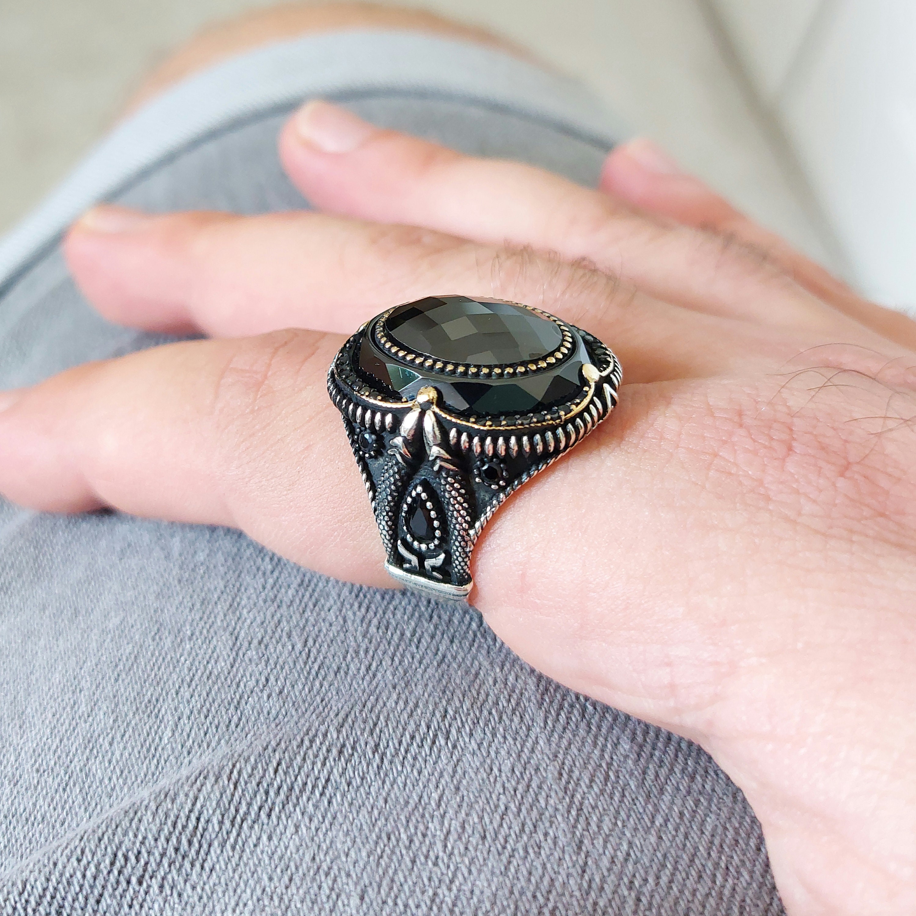 925 Sterling Silver Handmade Men's Ring Oval Shaped With Claw Detail and Black Zircon Stone, Best Friend Gift Ring, Men's Rings - Etsy 925 Sterling Silver Handmade Men's Ring Oval Shaped With Claw Detail and Black Zircon Stone, Best Friend Gift Ring, Men's Rings - Etsy