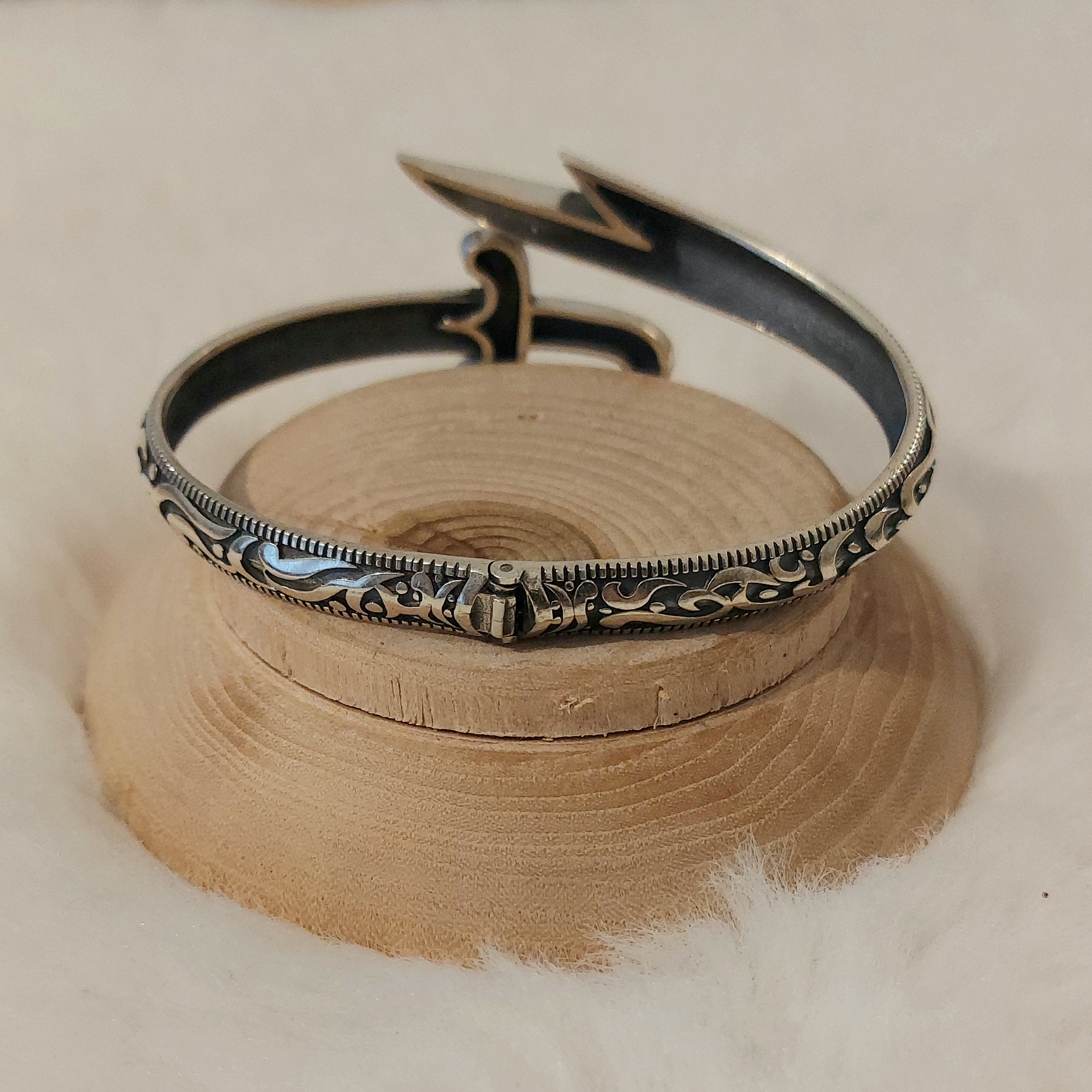 925k Silver Handmade Adjustable Sword Bracelet , Mens