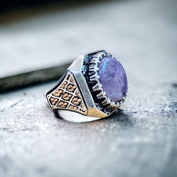 Anello In Charoite, Anello In Argento Sterling 925, Anello Con - Foto 6
