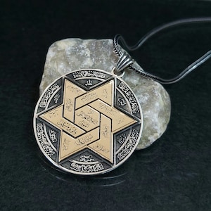 925k Sterling Silver Seal Of Solomon Necklace , Star David Pendant , King Solomon Pendant , Double Solomon Pendant ,  Gift for Him