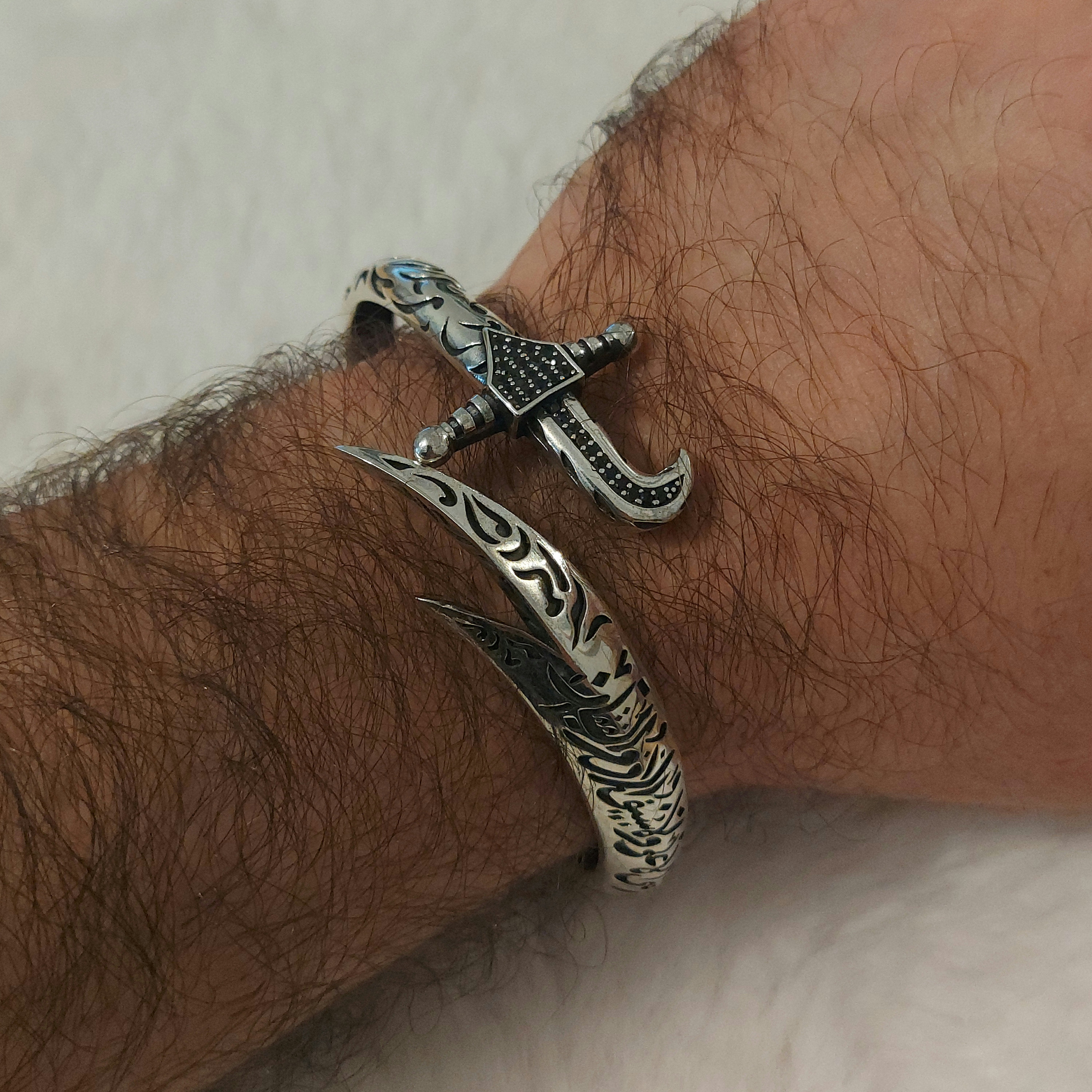 Silver Sword Bracelet , Handmade Bracelet , Mens Zulfiqar