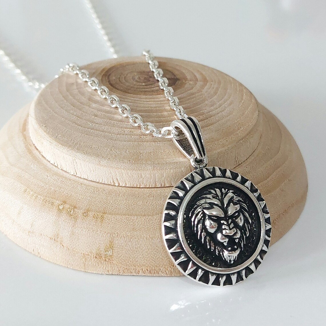 925k Silver Lion Head Pendant 925 Silver Lion Head Necklace Etsy