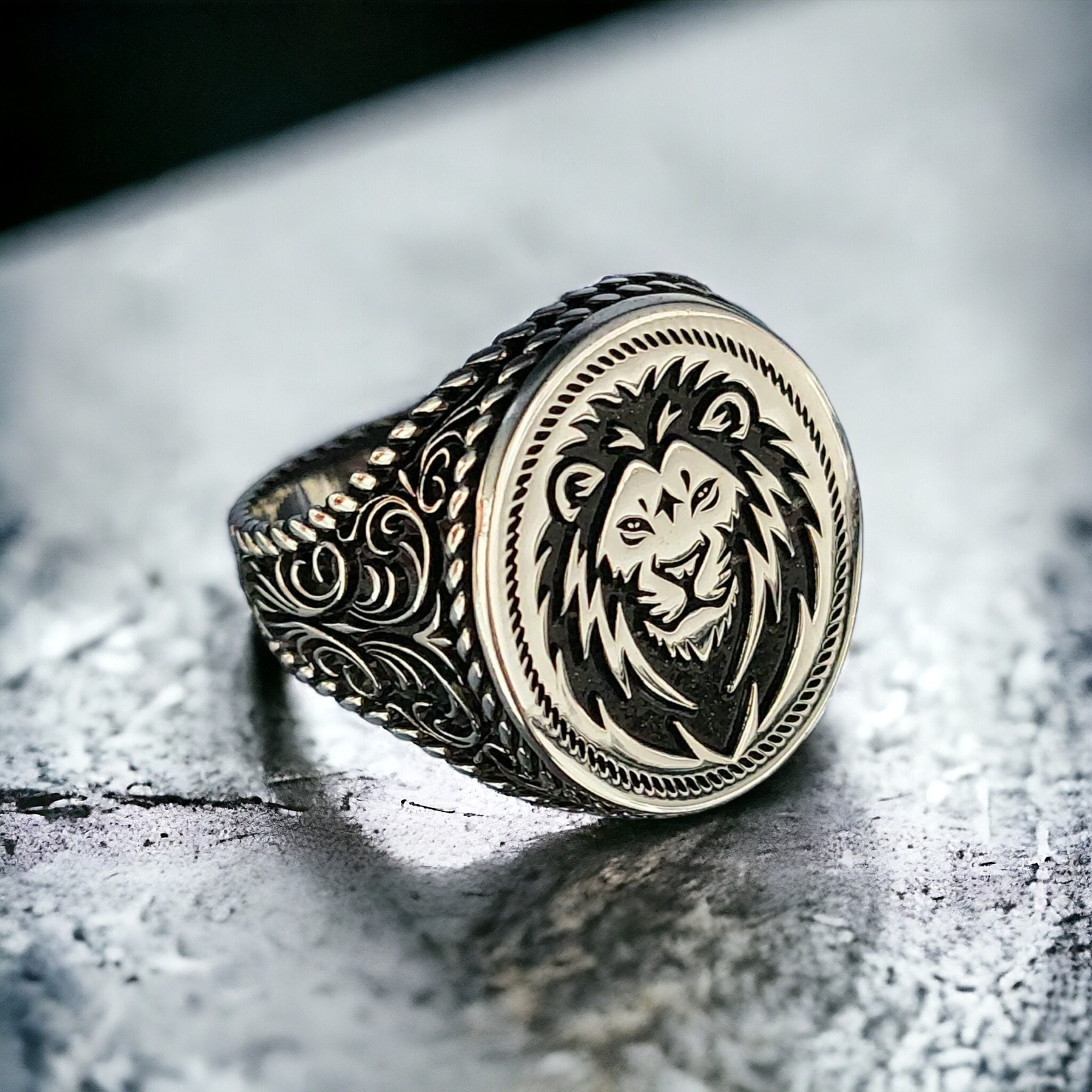 Lion Head Ring Handmade 925 Silver Men Ring - Etsy