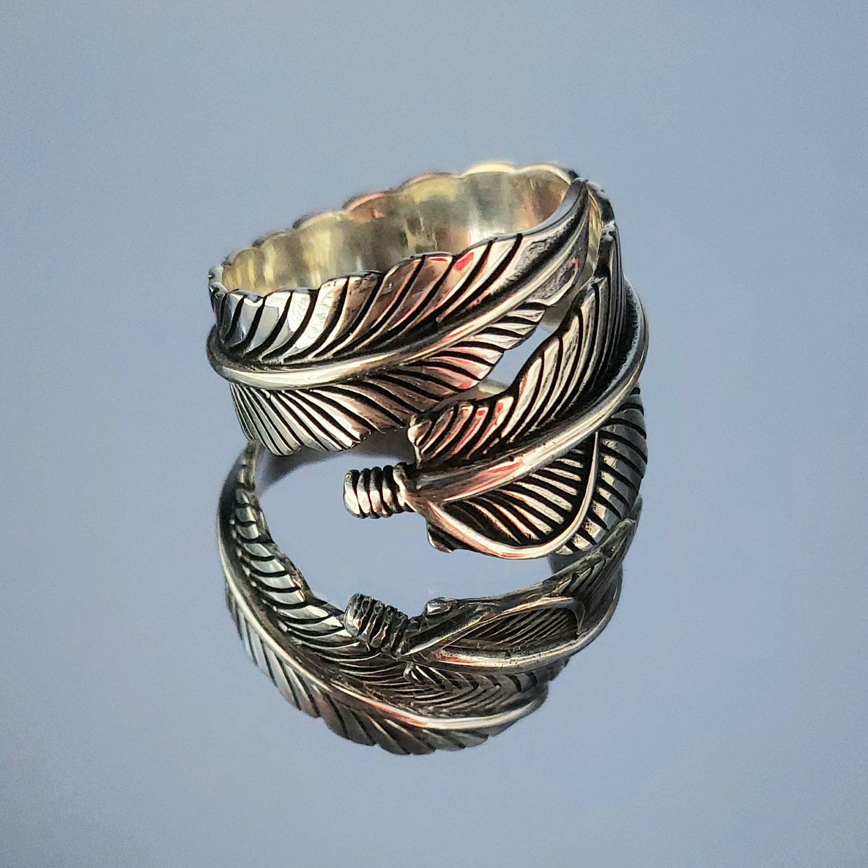 14K Gold Eagle Feather Ring | Native American Jewelry