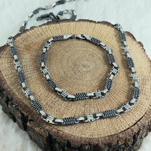925 Sterling Silver Necklace and Bracelet Set with Black Small Zircon Stone Decoration