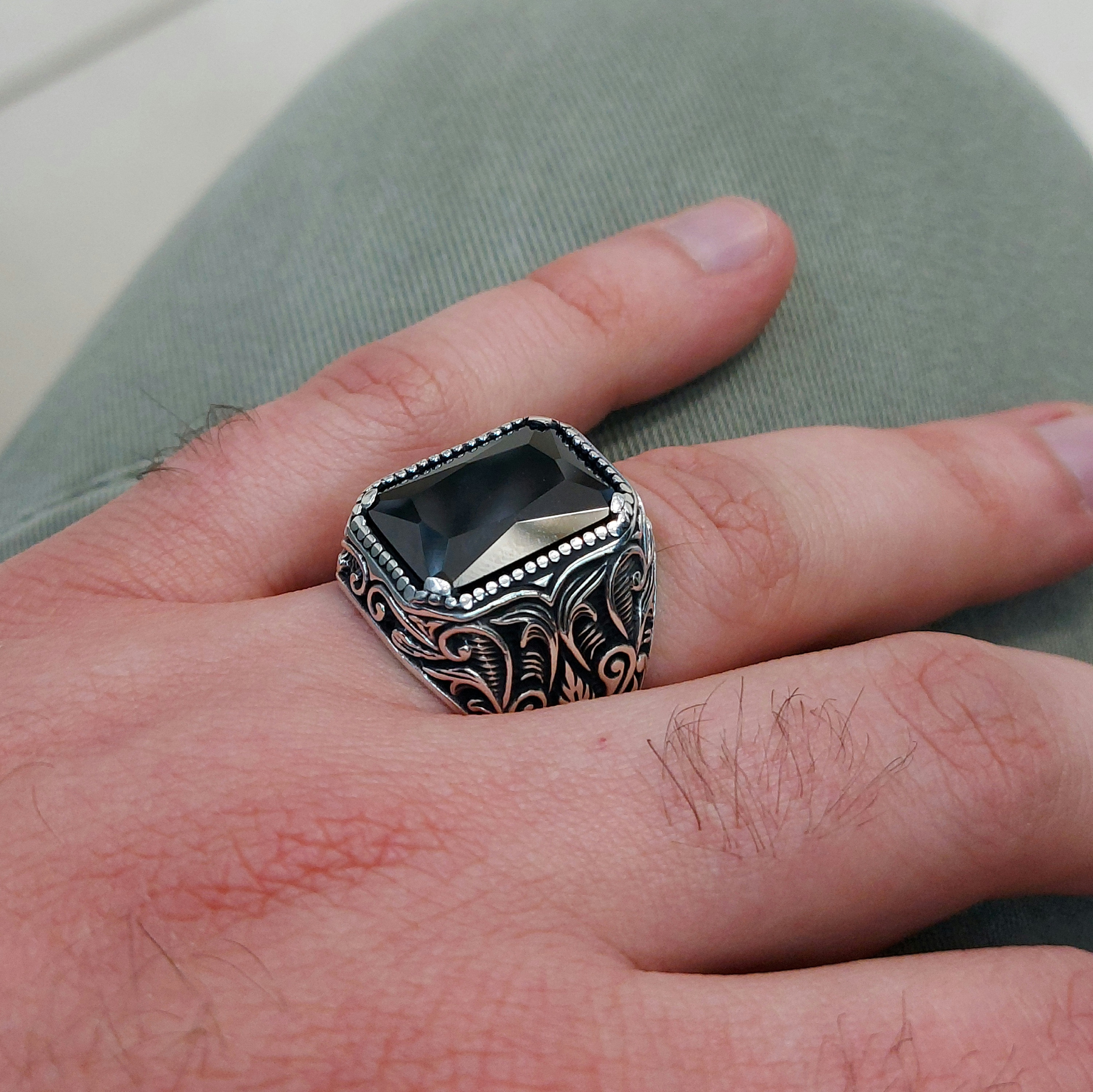 Handmade Black Onyx Ring: Sterling Silver Vintage Men's Jewelry - Etsy