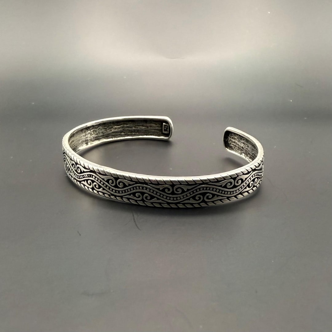 Celtic Wave Pattern 925 Sterling Silver Cuff | 21gr Adjustable