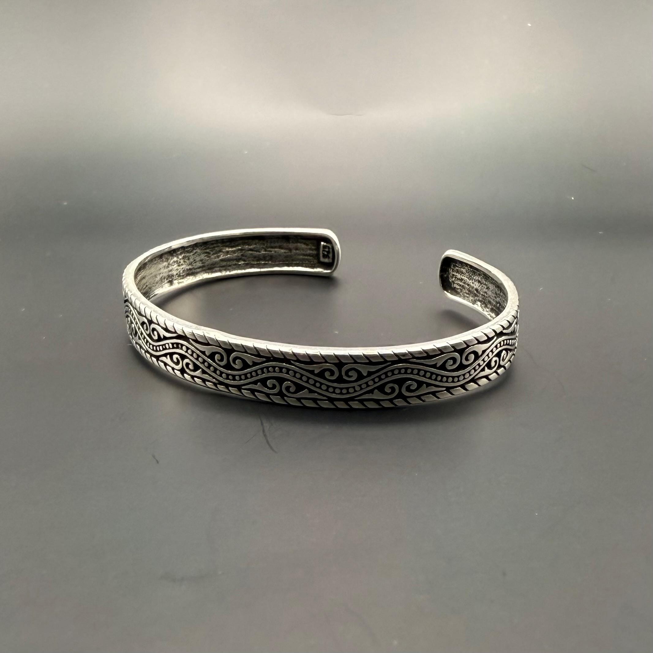 Celtic Wave Pattern 925 Sterling Silver Cuff | 21gr Adjustable