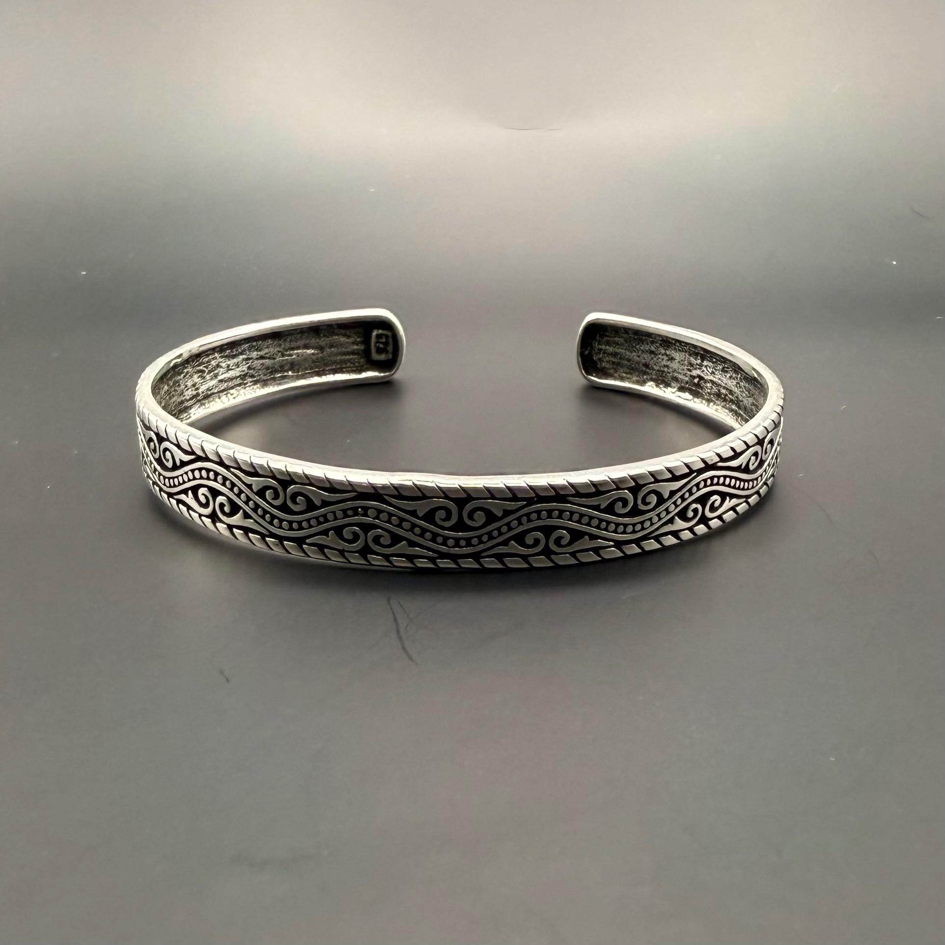 Celtic Wave Pattern 925 Sterling Silver Cuff | 21gr Adjustable