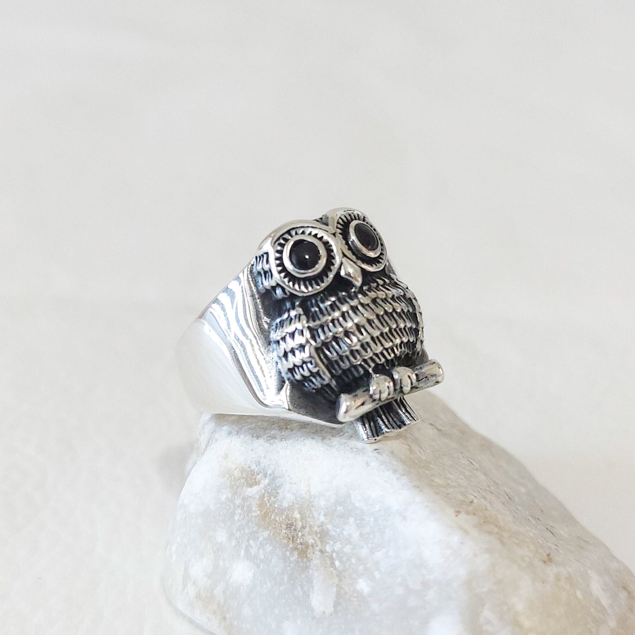 Handmade Sterling Silver Owl Ring: Turkish Bird Species Ring