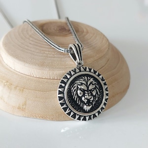 Handmade 925 Sterling Silver Lion Head Pendant Necklace