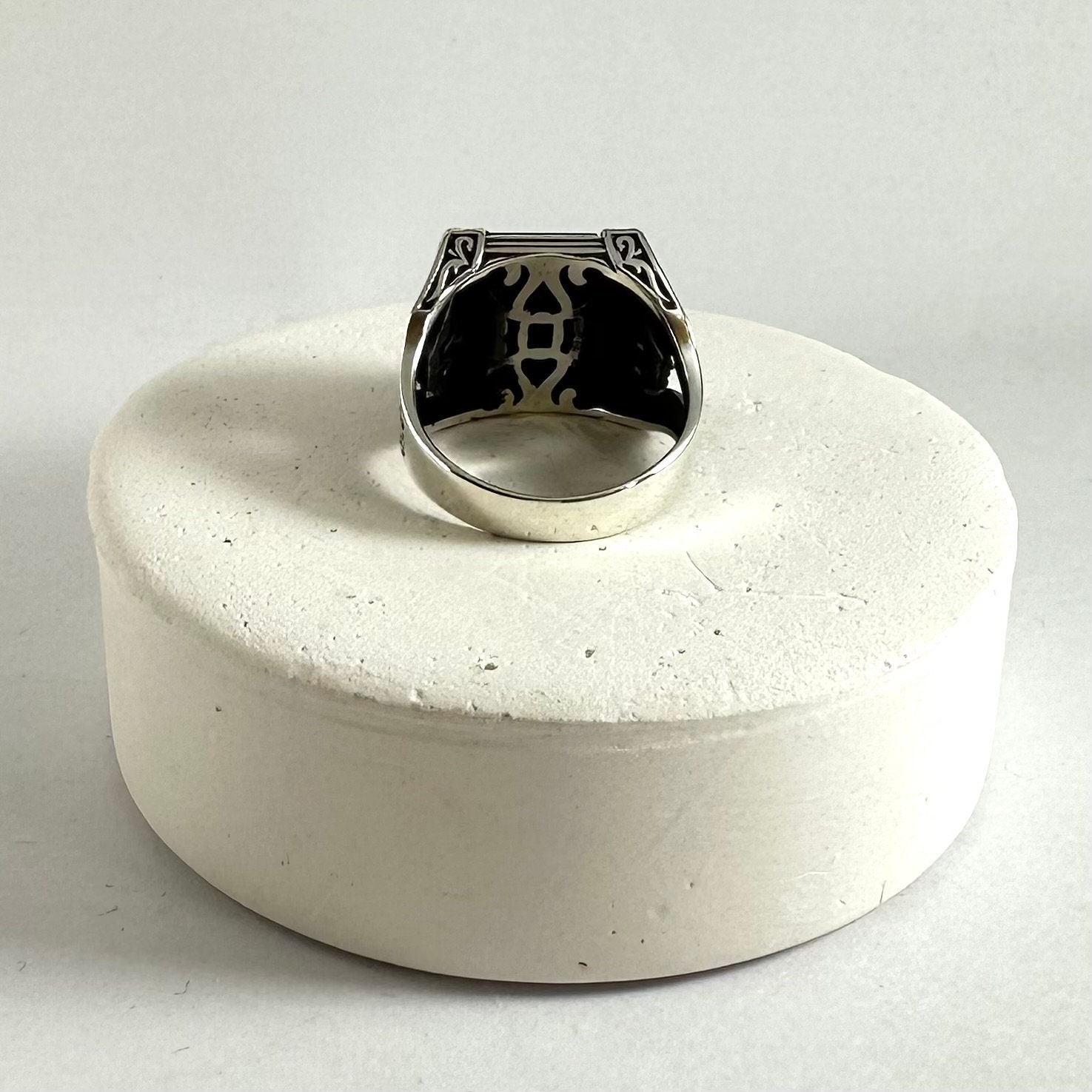 925 Sterling Silver Handmade Men's Ring With Eagle Head and 925 Sterling Silver Handmade Men's Ring With Eagle Head and