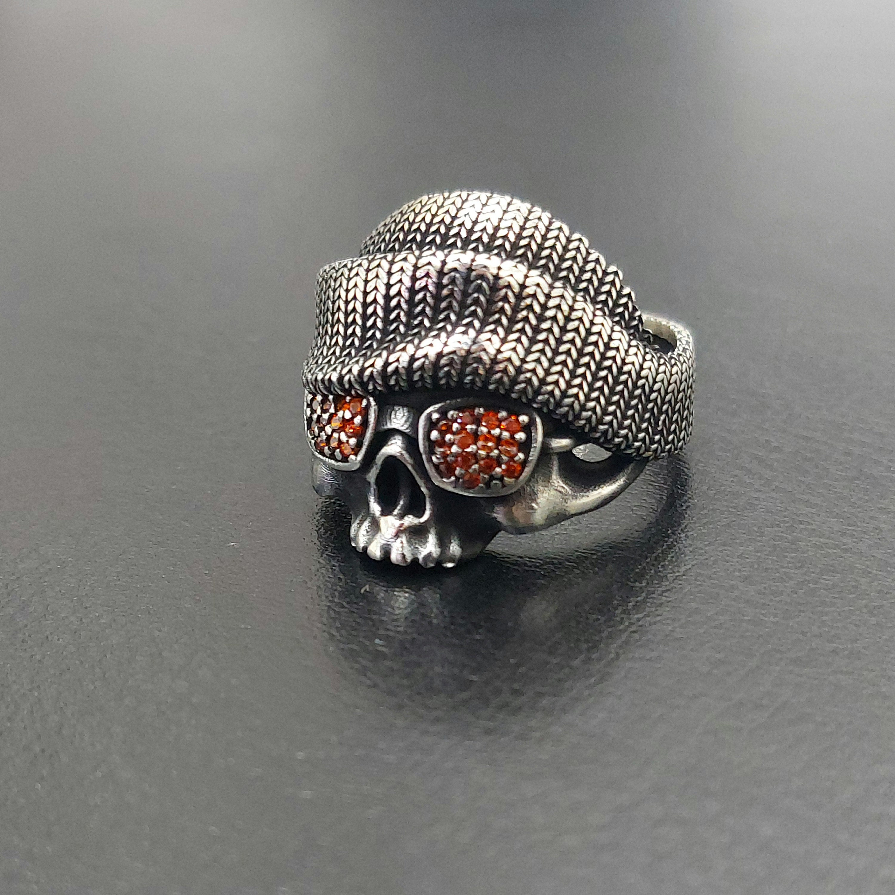 925K Silver Skull Ring With Hat: Handmade Jewelry - Etsy