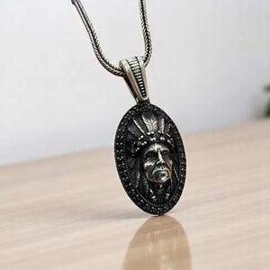 Handgemachte Sterling Silber Indianer Häuptling Halskette
