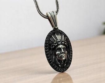 Handmade Sterling Silver American Indian Chief Pendant Necklace - Etsy