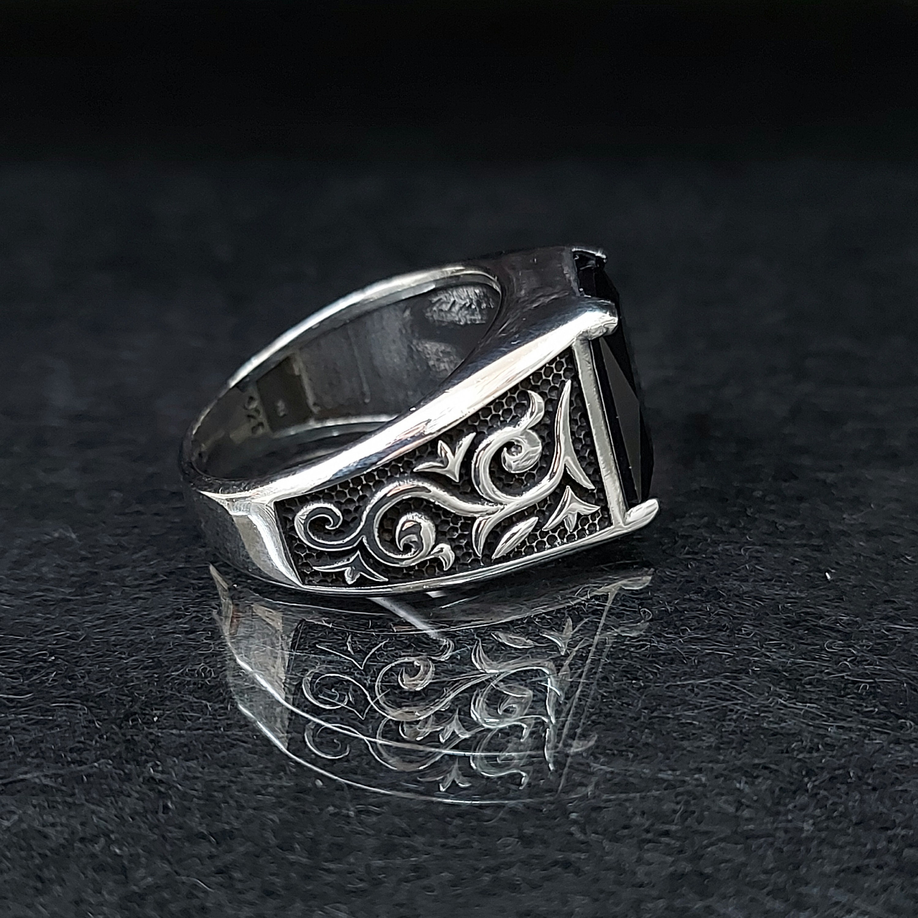 SILVER925 HEART DESIGN ONYX RING/シルバーリング Sterling Silver Black Onyx Heart Ring Size 8 - Etsy