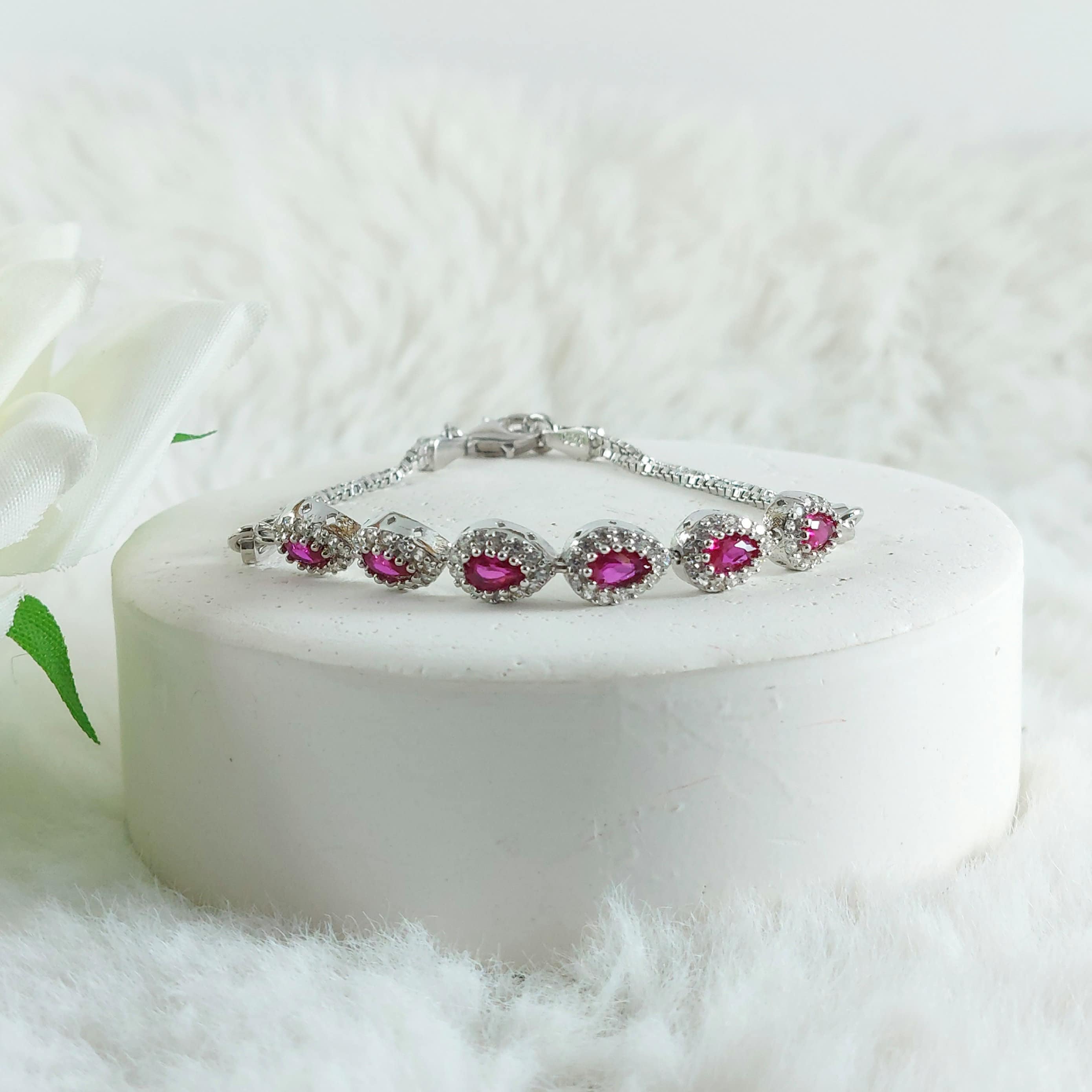 ★rosemont★ Silver Ribbon Bracelet RA24C46J Unique Diamond Bracelets: Sylvie Rose Diamond Single Bar