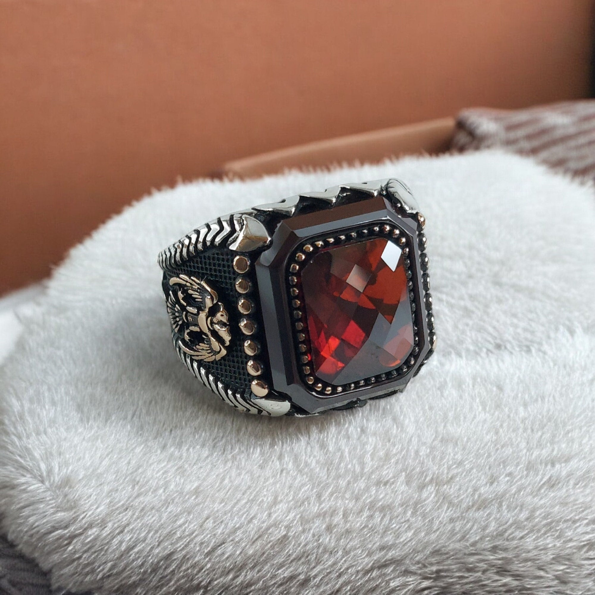 Anello da uomo in argento Sterling 925, design aquila a