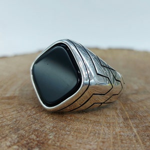 925k Men Ring, Mens Handmade Ring, Turkish Handmade Silver Men Ring, Onyx Stone Silver Ring, Gift for Him, 925k Sterling Silver Ring