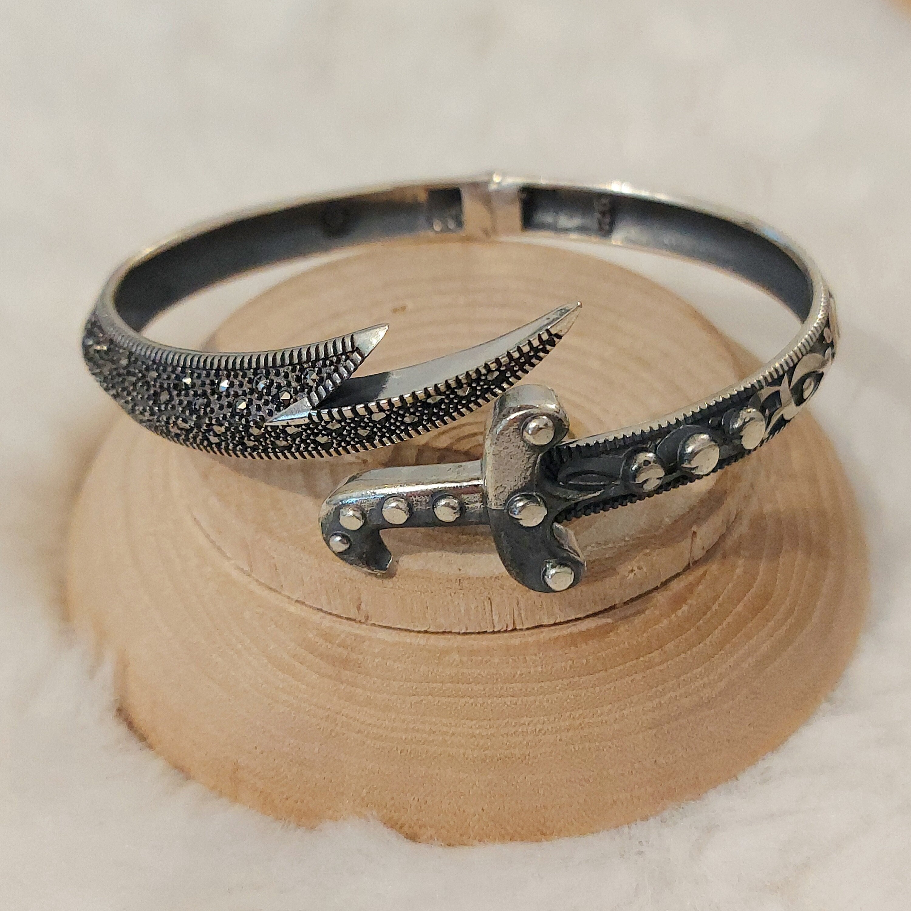 Handmade 925k Silver Sword Bracelet: Zulfiqar Warrior Bangle With