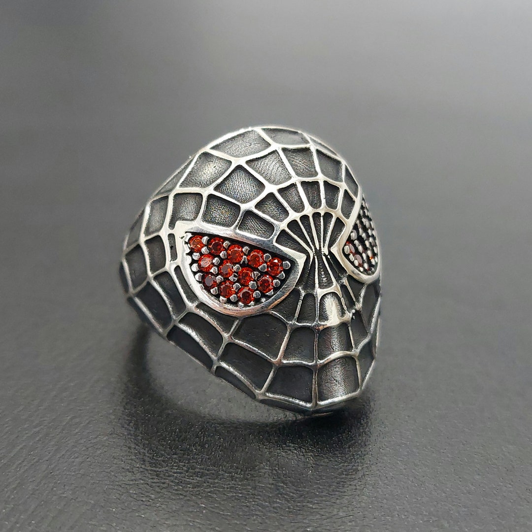 Spiderman Ring Handmade Silver Adjustable Ring 925 Sterling Etsy