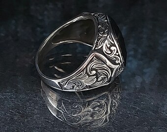 Turkish Handmade Black Zircon Stone Silver Men's Ring