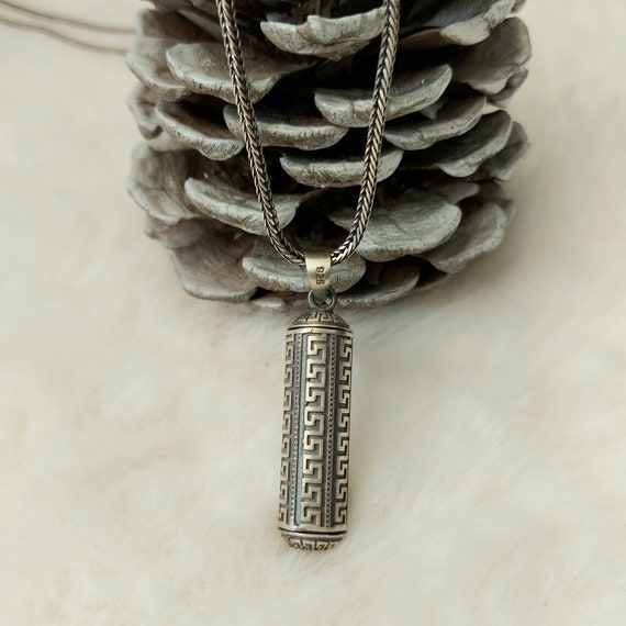 925 Sterling Silver Talisman Pendant: Ancient Greek Prayer Box Locket