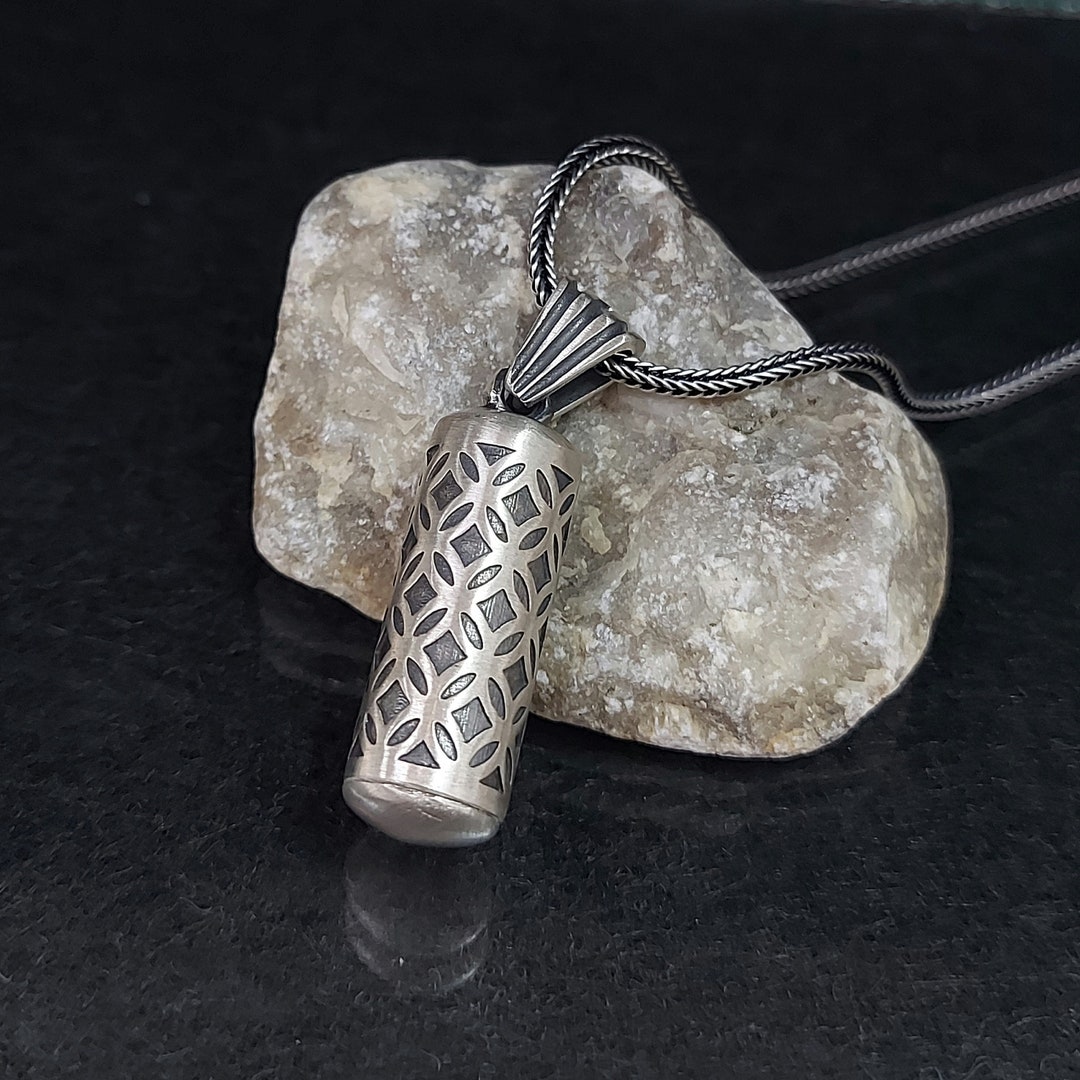 925K Sterling Silver Talisman Stash Vial Pendant , Ancient Greek