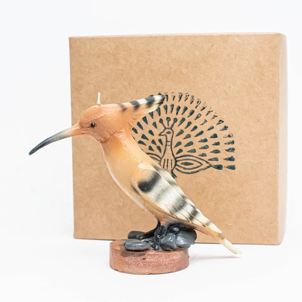 Colourful Hoopoe candle, handcrafted from high quality bees wax