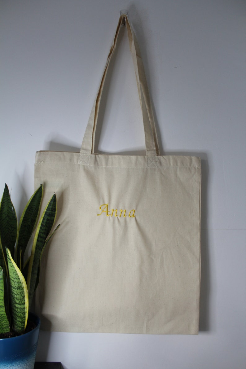 NAME Embroidered Tote Bag PERSONALISED Etsy