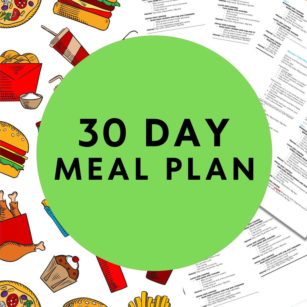 30 Day Meal Plan Etsy