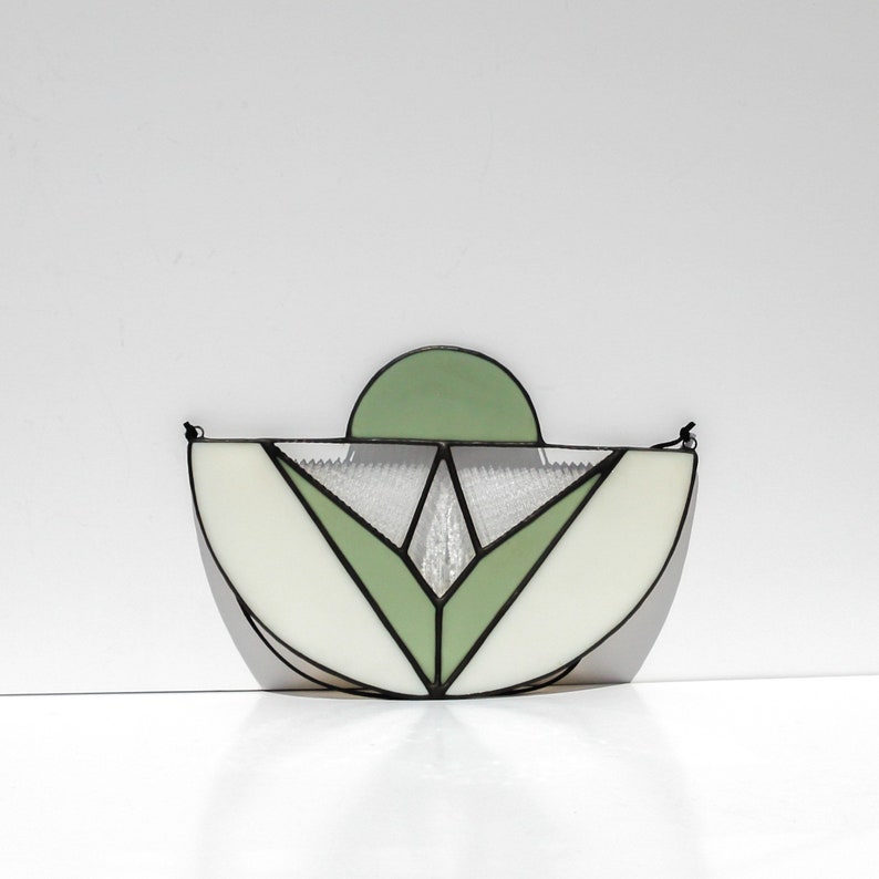 Aida Modern Stained Glass Suncatcher in Sage Green image 3