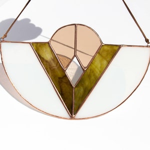 Zephora Stained Glass Suncatcher in Moss Green and Brown