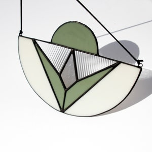 Aida Modern Stained Glass Suncatcher in Sage Green