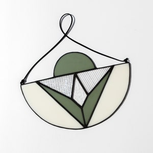 Aida Modern Stained Glass Suncatcher in Sage Green image 2