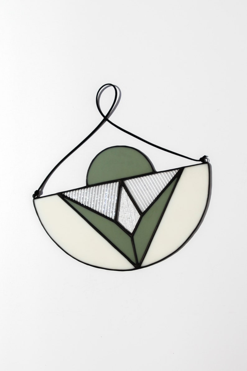 Aida Modern Stained Glass Suncatcher in Sage Green image 2