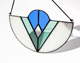 Zephora Stained Glass Suncatcher in Blue and Green
