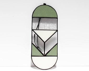 Ottone Minimalist Stained Glass Suncatcher in Sage Green