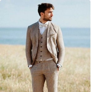 Man Linen Blue Wedding Suit-summer Suit-wedding Suits-dinner Suit-groomsmen  Suit-slim Fit Suit-tuxedo Suit-customized Suit-groom Suit 