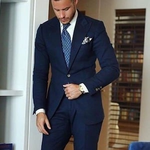 Men Suit Blue 2 Piece Beach Men Wedding Suit Groom Wear Suit Wedding ...