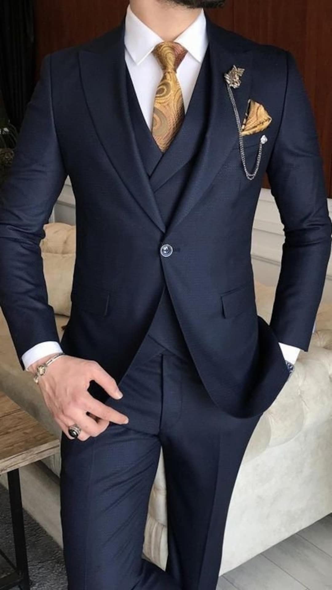 Men Blue Suit 3 Piece Beach Wedding Suit Groom Wear Suit - Etsy