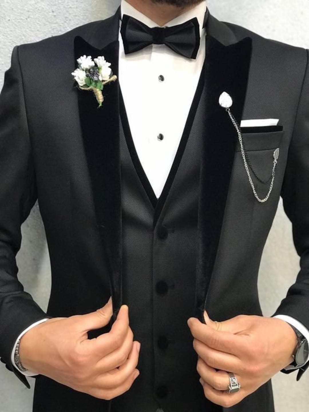 Men Black 3 Piece Suit Men Wedding Suit Groom Suit Wedding - Etsy