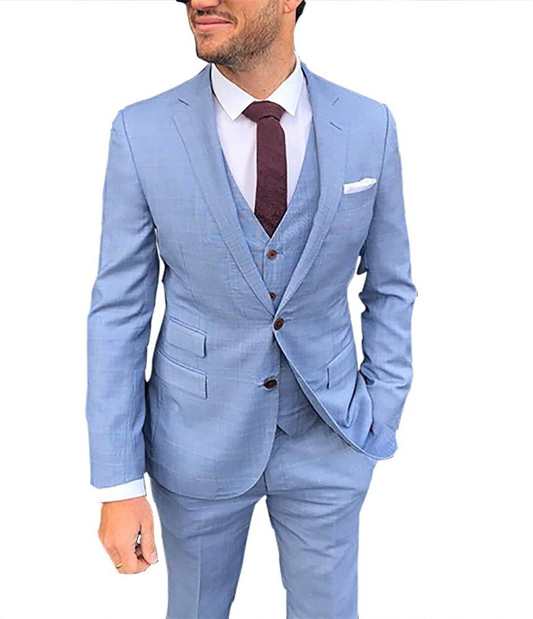 Light Blue 3 Piece Suit Men Wedding Suit Groom Light Blue - Etsy
