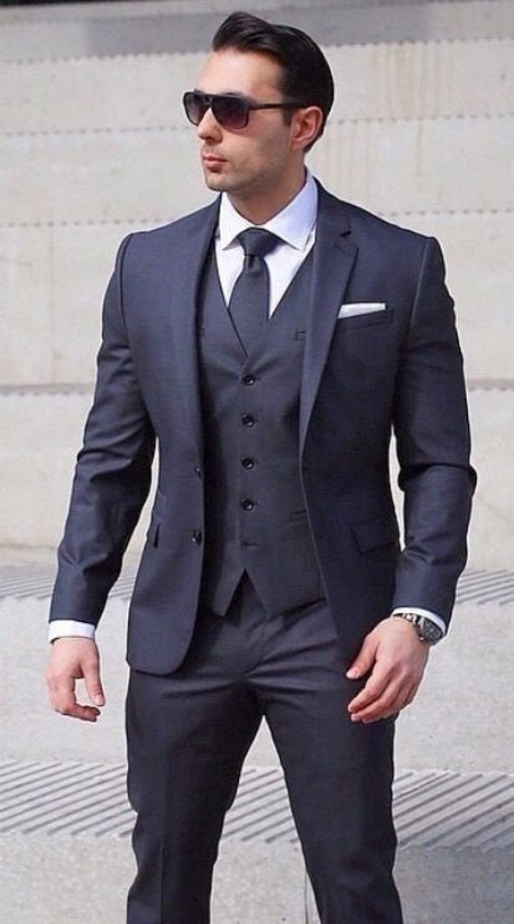 Men Suits Navy Blue 3 Piece Beach Wedding Suit Groom Wear - Etsy