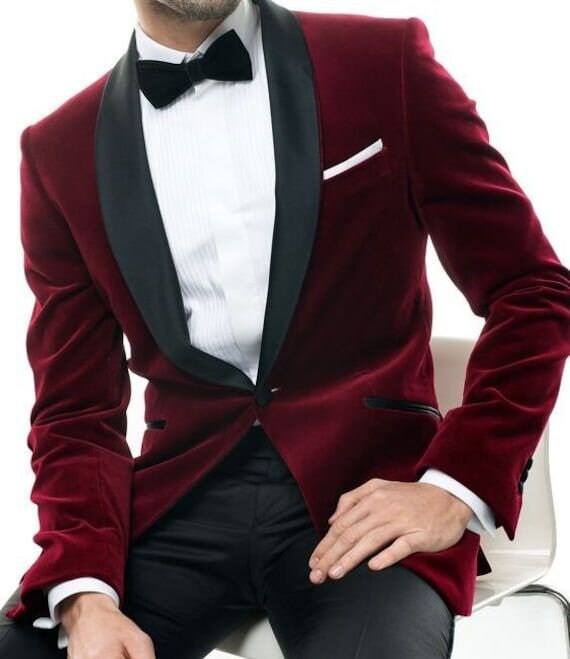 Chaqueta tipo blazer casual de terciopelo para hombre, traje formal de  esmoquin para hombres, moda para cenas y fiestas con corbata