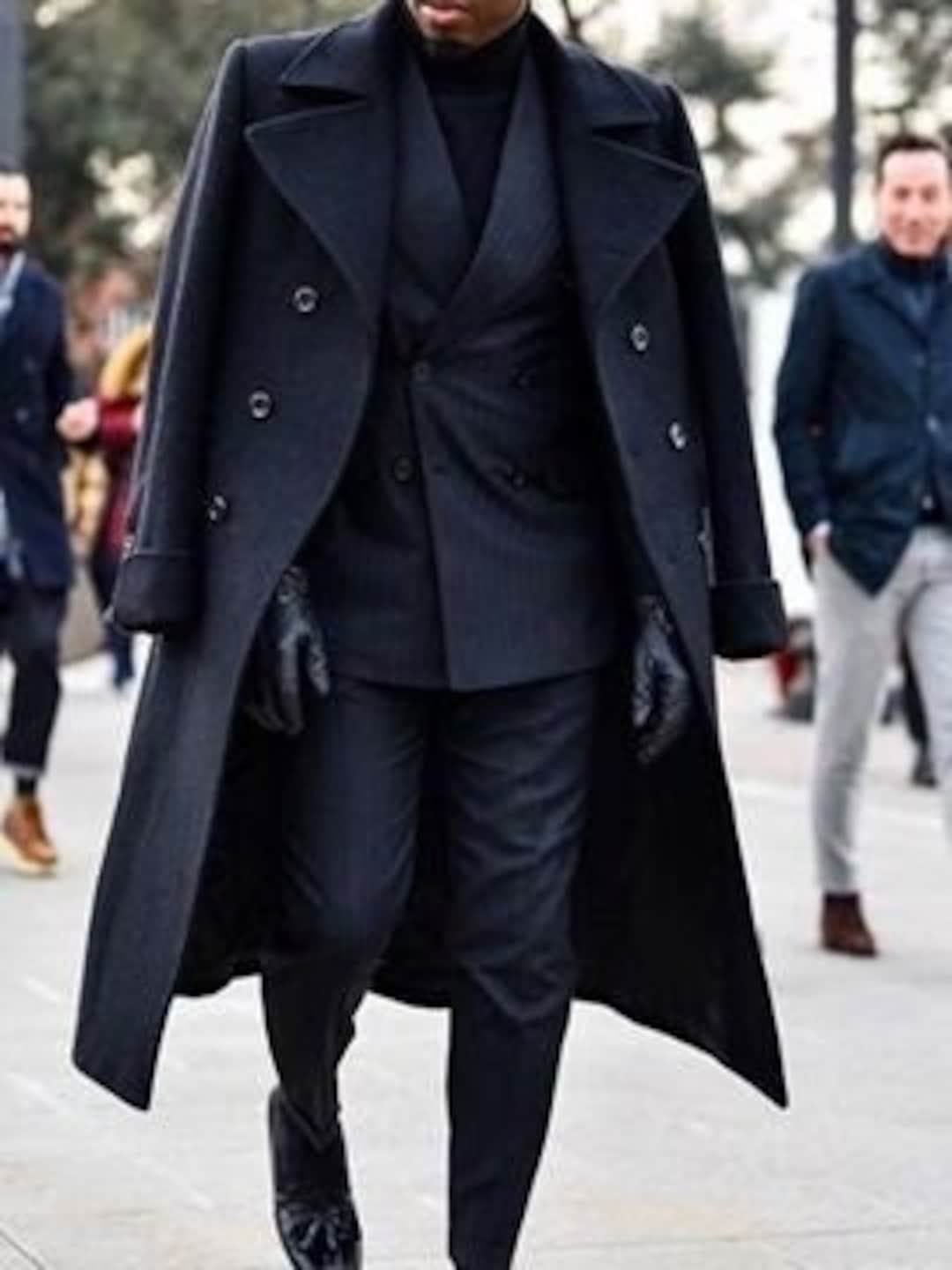 Trench uomo invernale giacca lunga soprabito formale smart outerwear