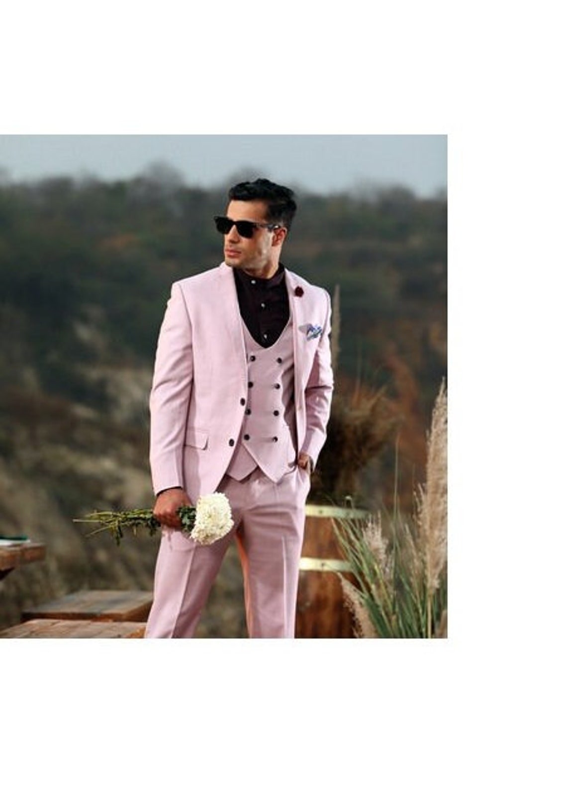 Pink 3 Piece Men Suit Pink Wedding Suit Summer Wedding Suit Etsy