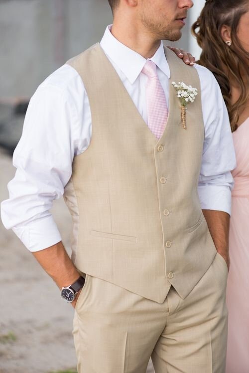 Buy Casual Linen Beige Mens Piece Suits Wedding Suits Slim Fit Groomsmen  Tuxedos Prom Blazer Custom Summer Linen VestPant be3630 at Amazonin