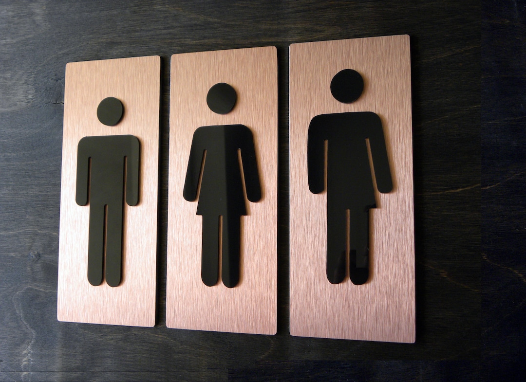 Restroom Door Signs. Unisex, All Gender, Neutral, Men, Woman, Modern ...
