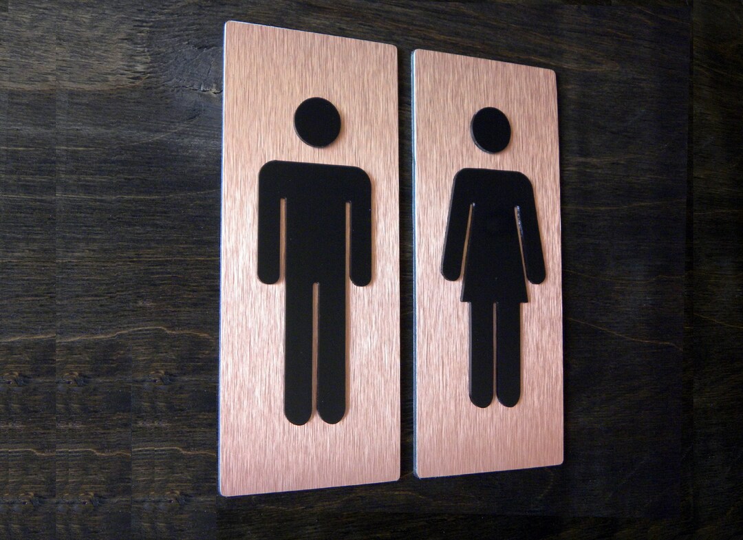 Restroom Door Sign Men and Woman. Stainless Modern Restroom Door Signs ...
